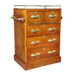 Edwardian Teakwood and Brass Mounted Ships Chest of Drawers