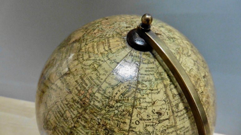 British Edwardian Terrestrial Geographia Tabletop Globe For Sale