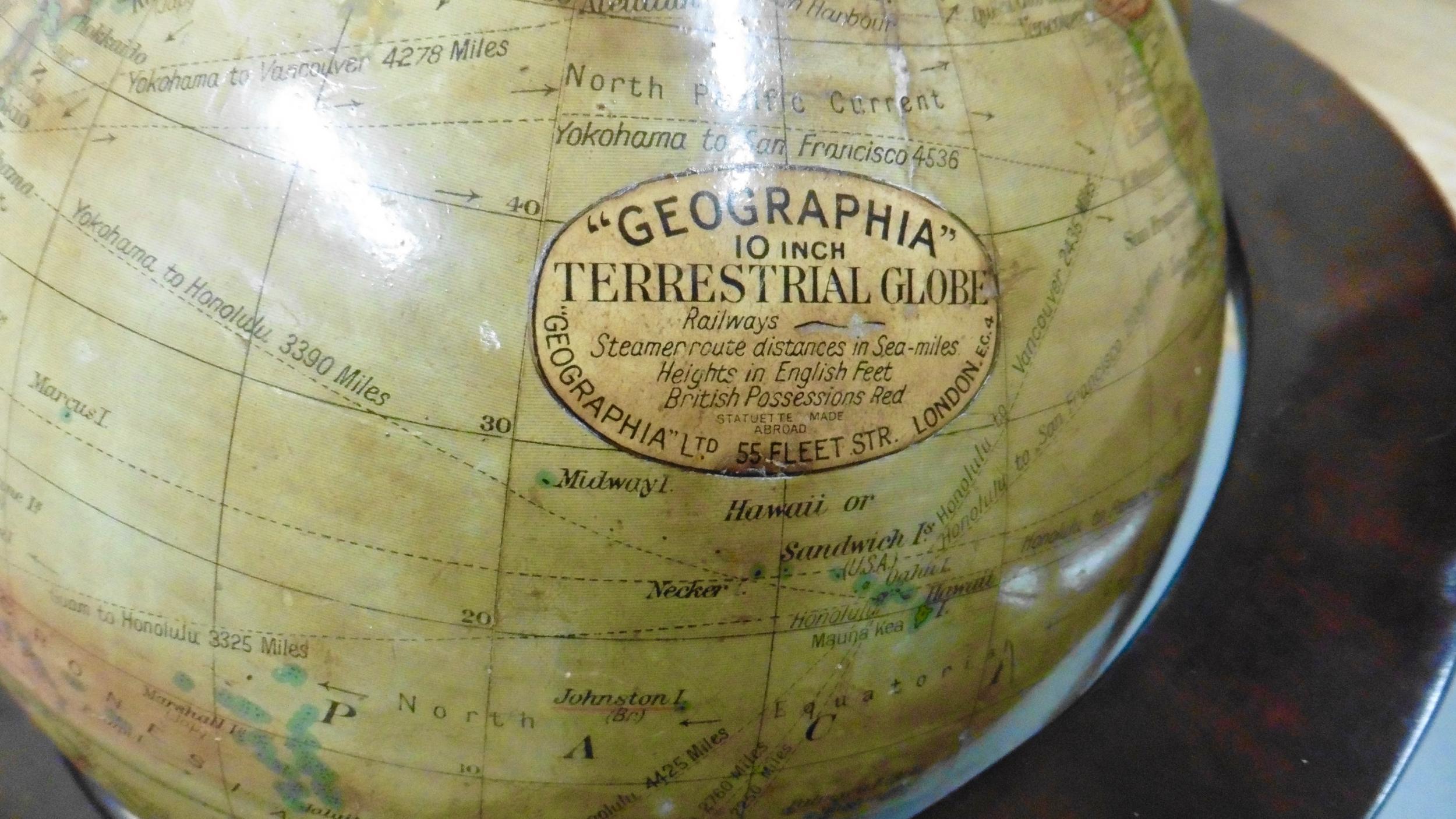 British Edwardian Terrestrial Geographia Tabletop Globe For Sale