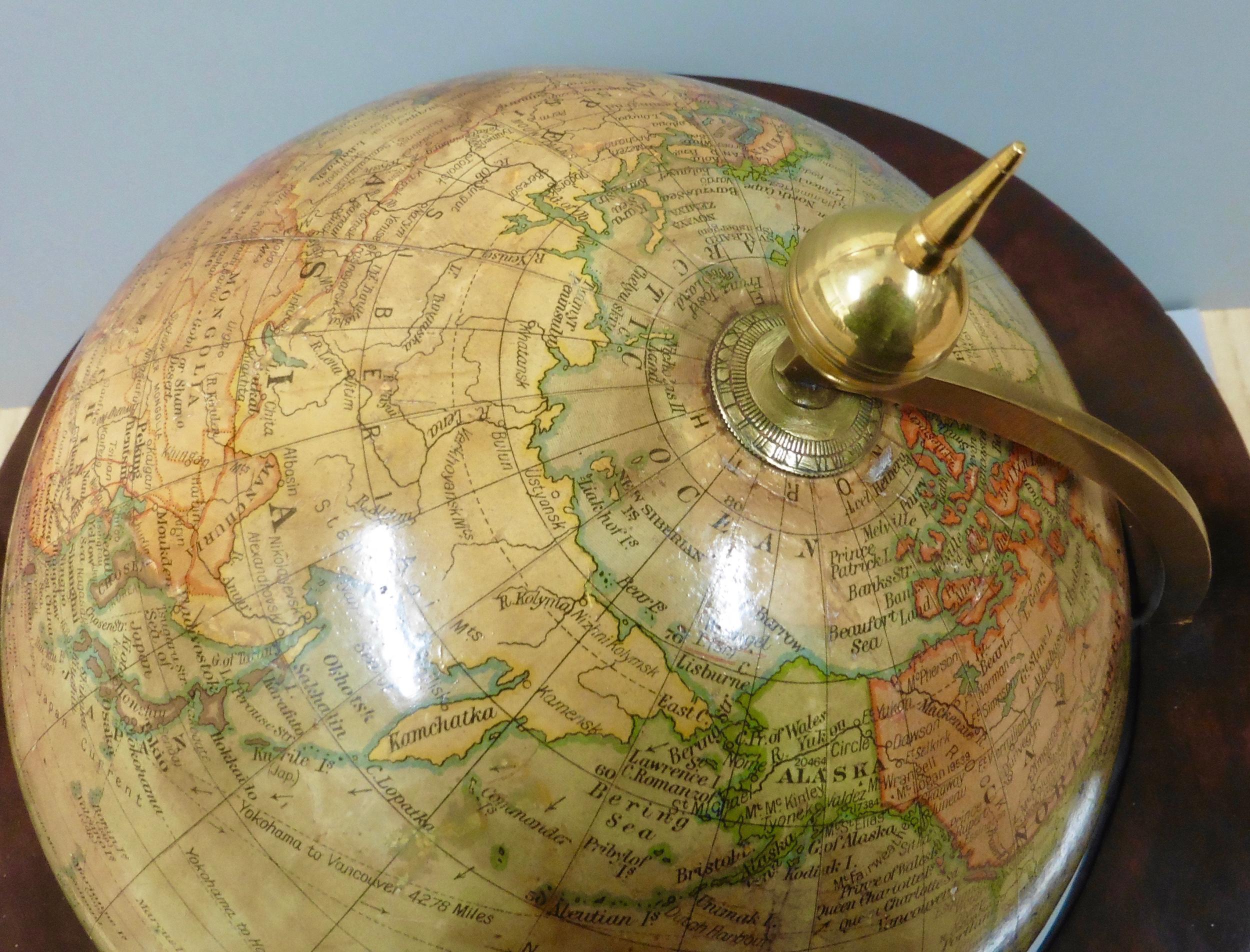 Edwardian Terrestrial Geographia Tabletop Globe In Good Condition For Sale In Norwich, GB