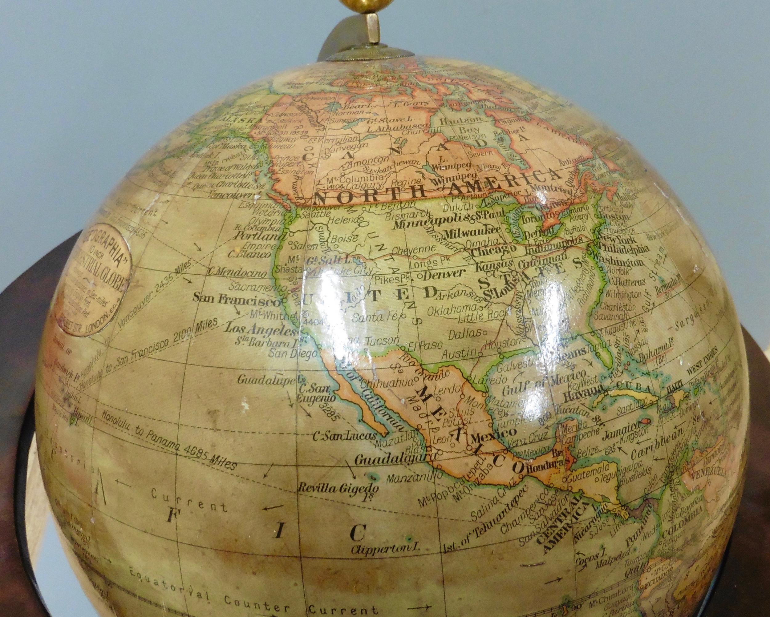 Edwardian Terrestrial Geographia Tabletop Globe For Sale 2