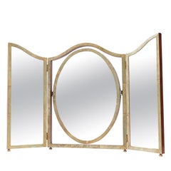 Edwardian Three Fold Shagreen Dressing Table Mirror, circa 1915