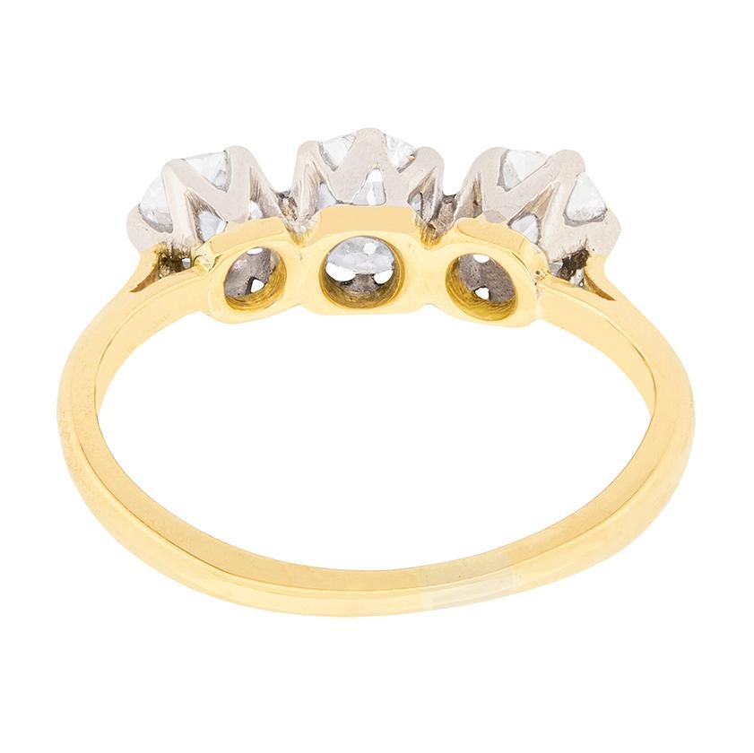 Women's or Men's Edwardian Three-Stone Diamond Engagement Ring, circa 1910