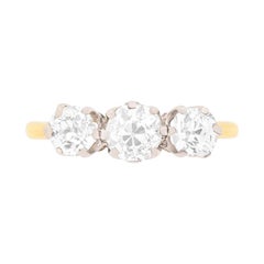 Edwardian Three-Stone Diamond Engagement Ring, circa 1910