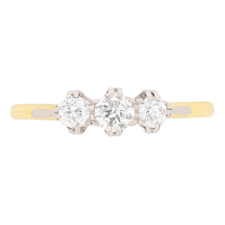 Bague de fiançailles édouardienne à trois pierres et diamants, vers 1910