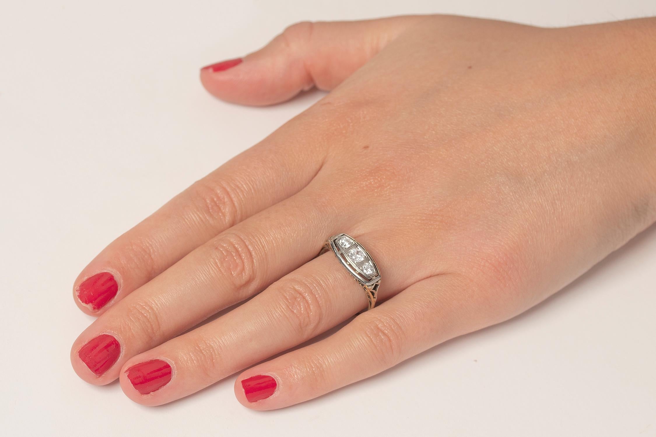 Edwardian Three-Stone Diamond Engagement Ring, circa 1910s 1