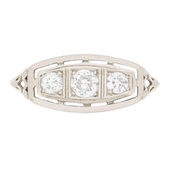 Edwardian Three-Stone Diamond Engagement Ring, circa 1910s