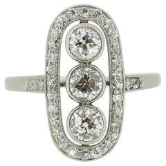 Used Edwardian Three-Stone Old Cut Diamond Tablet Ring