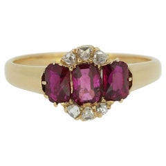 Edwardian Three-Stone Ruby and Diamond Ring