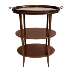 Vintage Edwardian Tiered Table of Inlaid Mahogany with Removable Tray from England