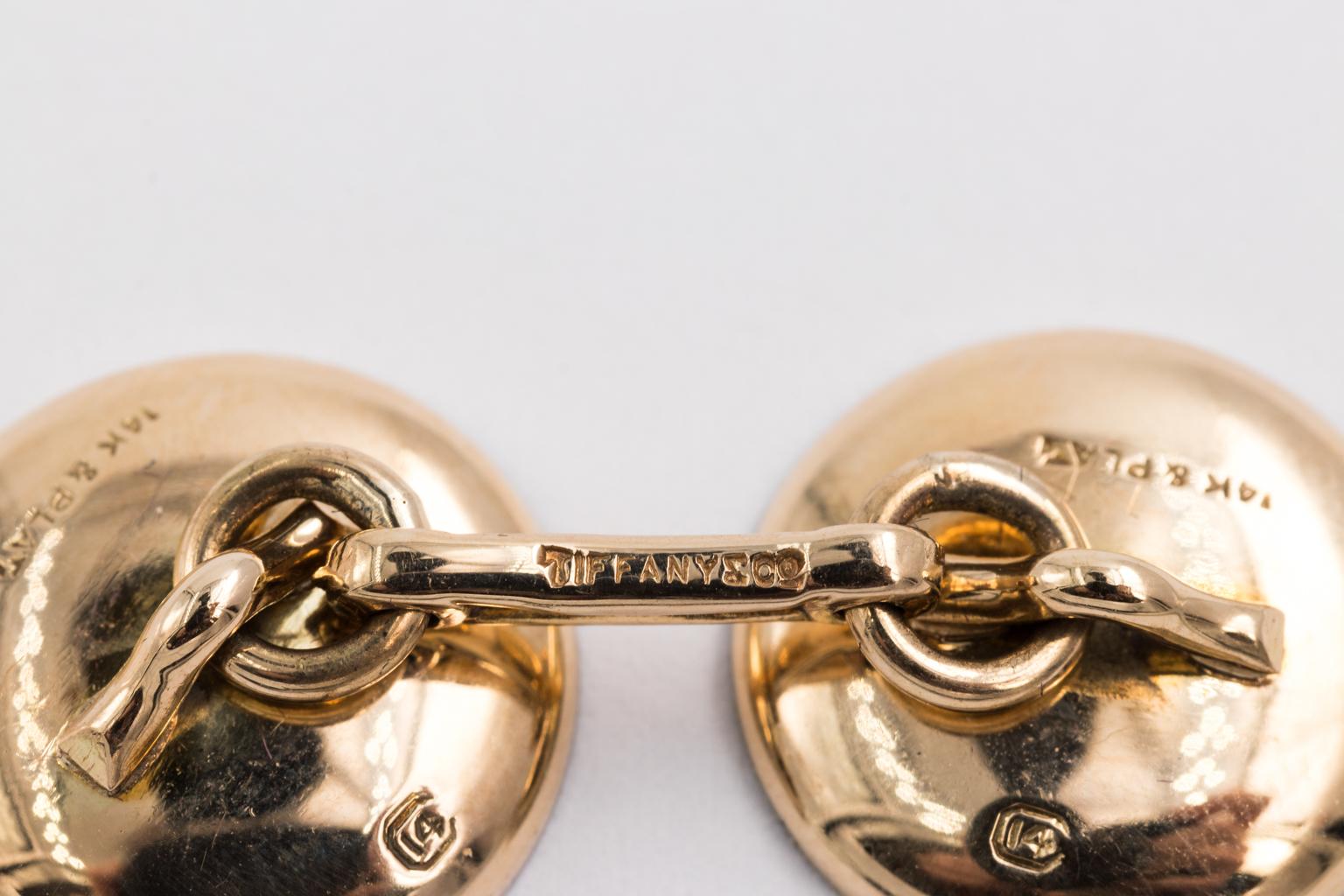 Edwardian Tiffany & Co. 14 Karat Platinum Cufflinks and Shirt Studs Set in a Box In Good Condition In St.amford, CT