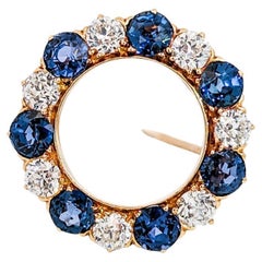 Used Edwardian Tiffany & Co. Yogo Gulch Montana Sapphire & Diamond Circle Brooch