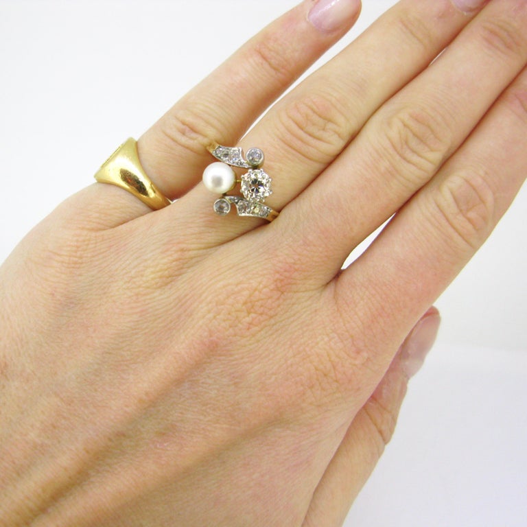 Edwardian Toi Et Moi Crossover Natural Pearl Diamonds Ring At 1stdibs Edwardian Toi Et Moi Crossover Natural Pearl Diamonds Ring At 1stdibs