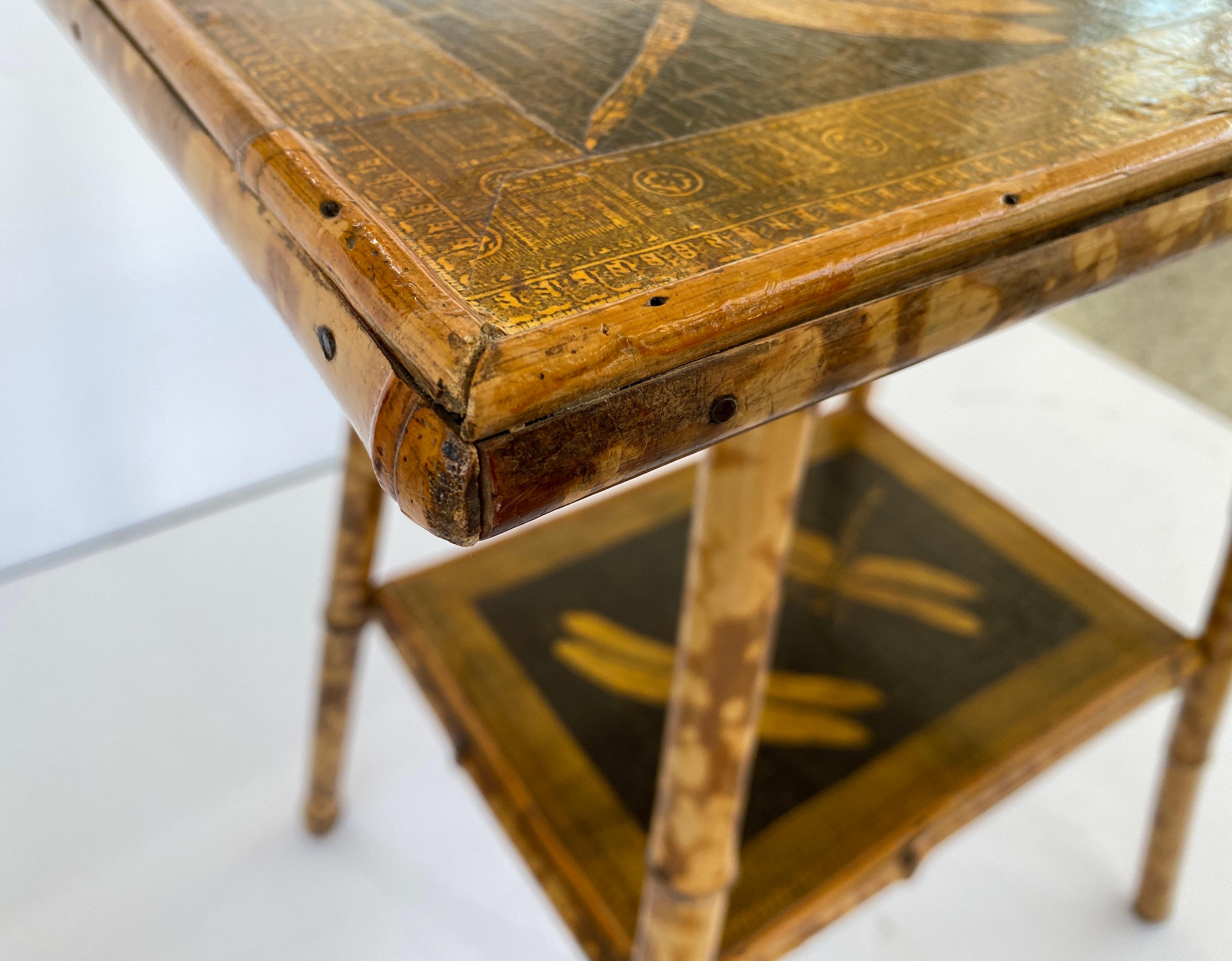 Edwardian Tortoise Bamboo and Decoupaged Table 5