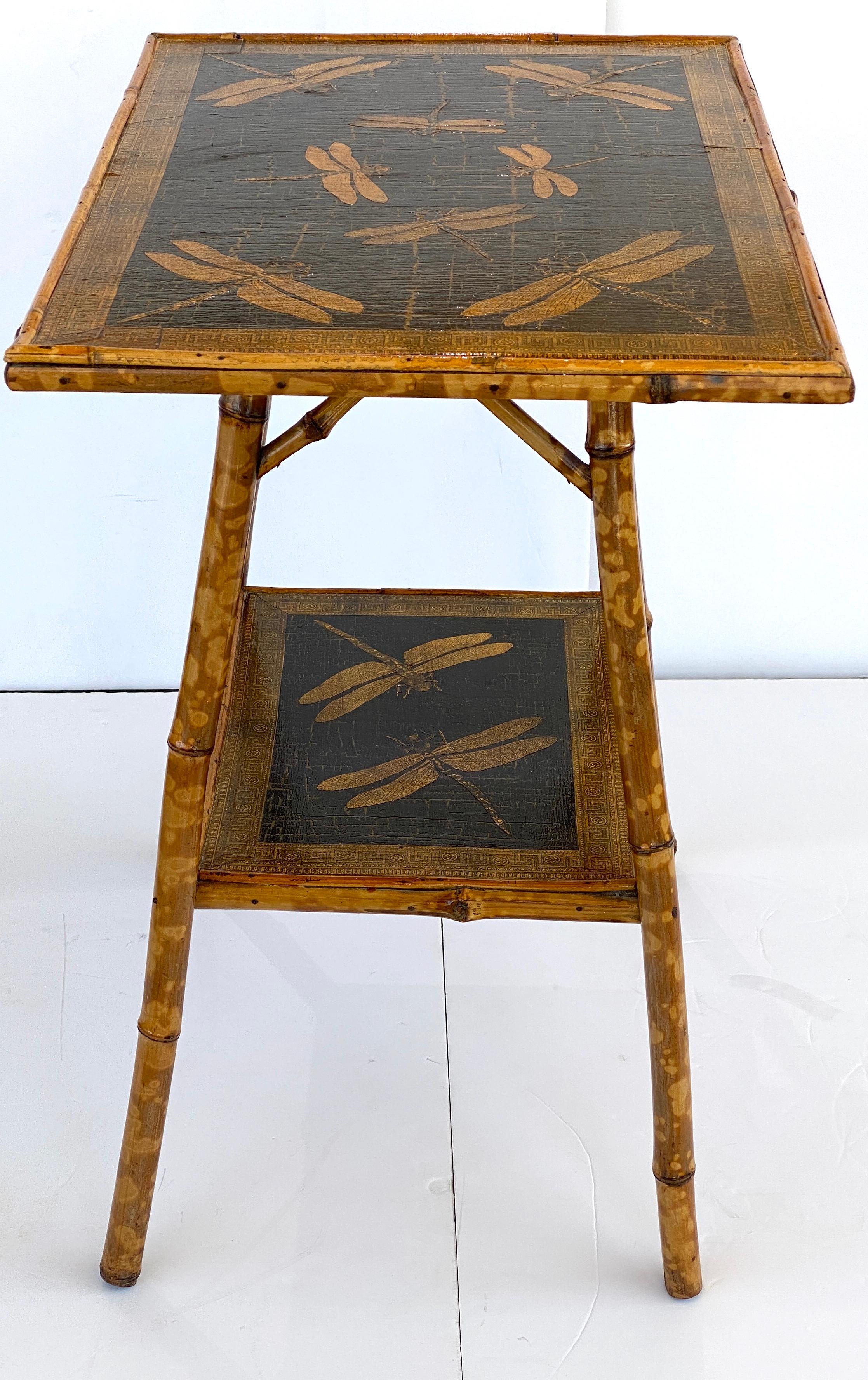 Edwardian Tortoise Bamboo and Decoupaged Table In Good Condition In West Palm Beach, FL