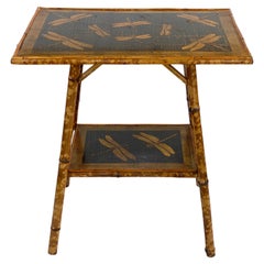 Antique Edwardian Tortoise Bamboo and Decoupaged Table
