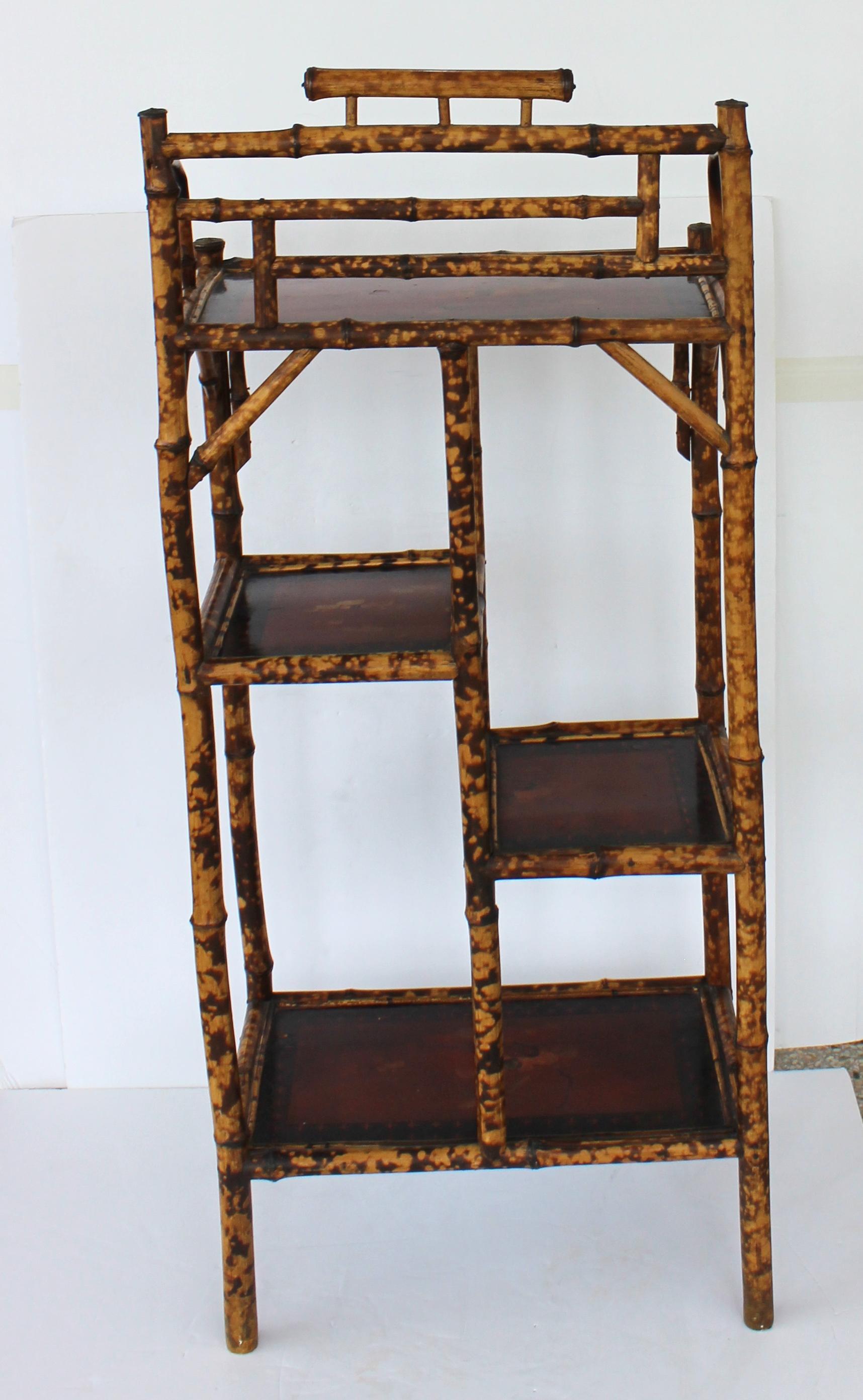 Hand-Crafted Edwardian Tortoise Bamboo Etagere For Sale