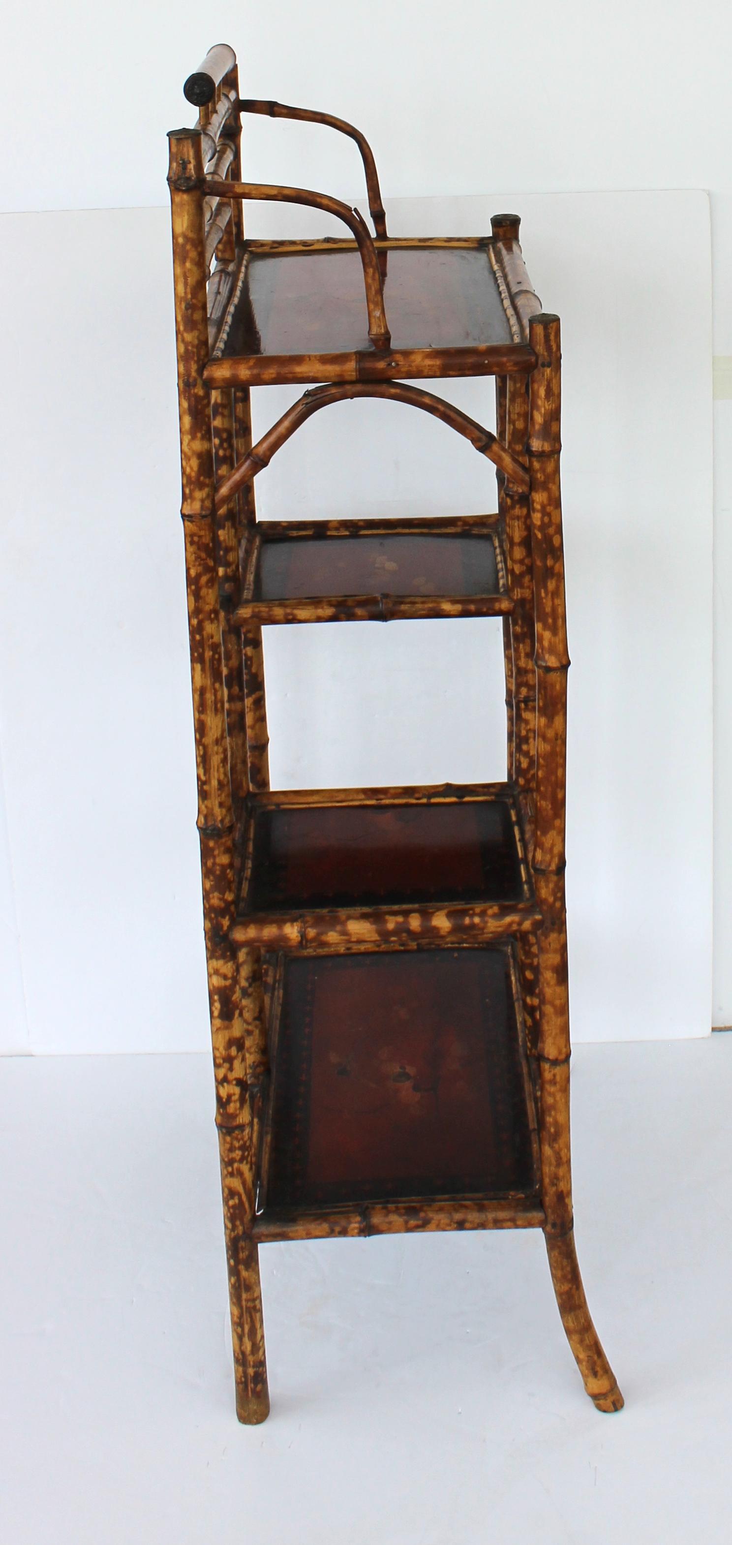 Edwardian Tortoise Bamboo Etagere In Good Condition For Sale In West Palm Beach, FL