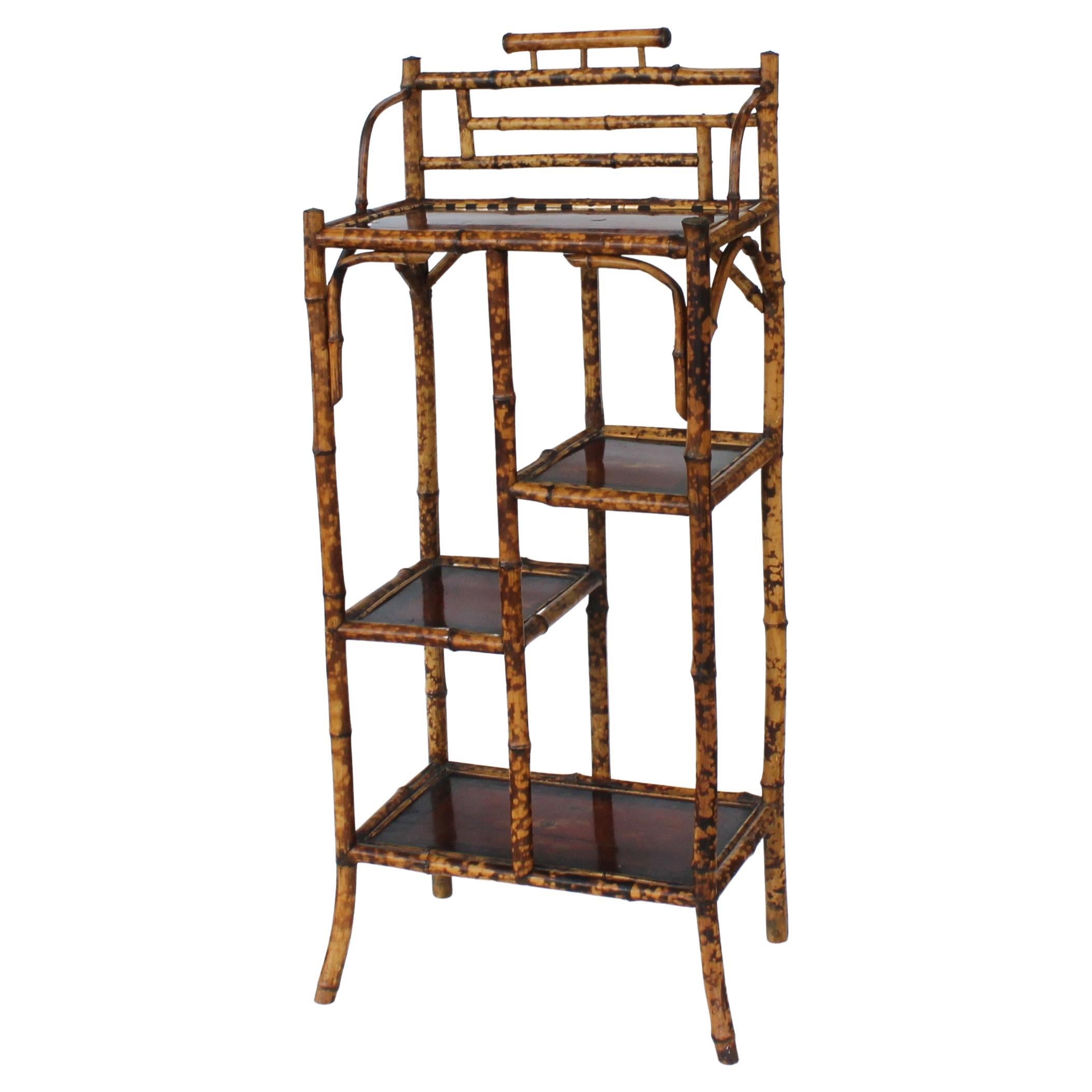 Edwardianische Schildpatt-Bambus-Etagere im Angebot