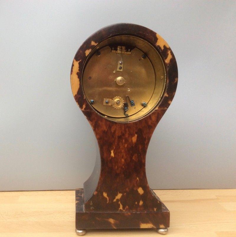 French Edwardian Tortoiseshell Balloon Mantle Clock For Sale