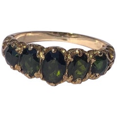 Antique Edwardian Tourmaline and 9 Carat Gold Five-Stone Ring