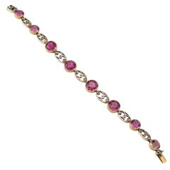 Edwardian Tourmaline Diamond Gold Platinum Bracelet