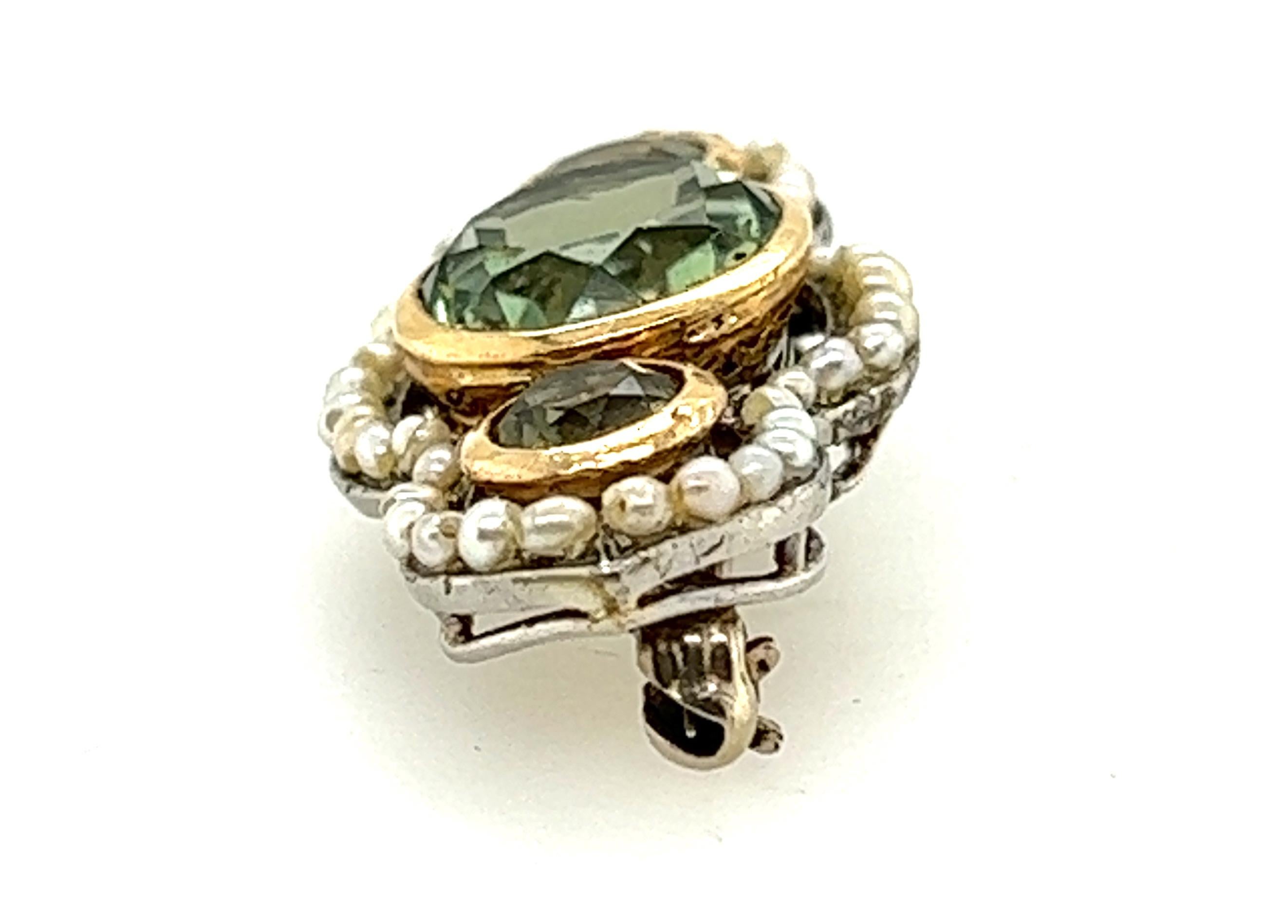 Round Cut Edwardian Tourmaline Pearl Pendant GIA 4.25ct Original 1910-1920 Antique Platinu For Sale