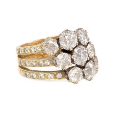 Antique Triple Band Diamond Harem Ring in Gold and Platinum