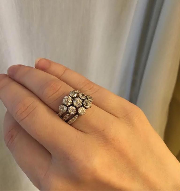 Antique Triple Band Diamond Harem Ring in Gold and Platinum In Good Condition In New York, NY