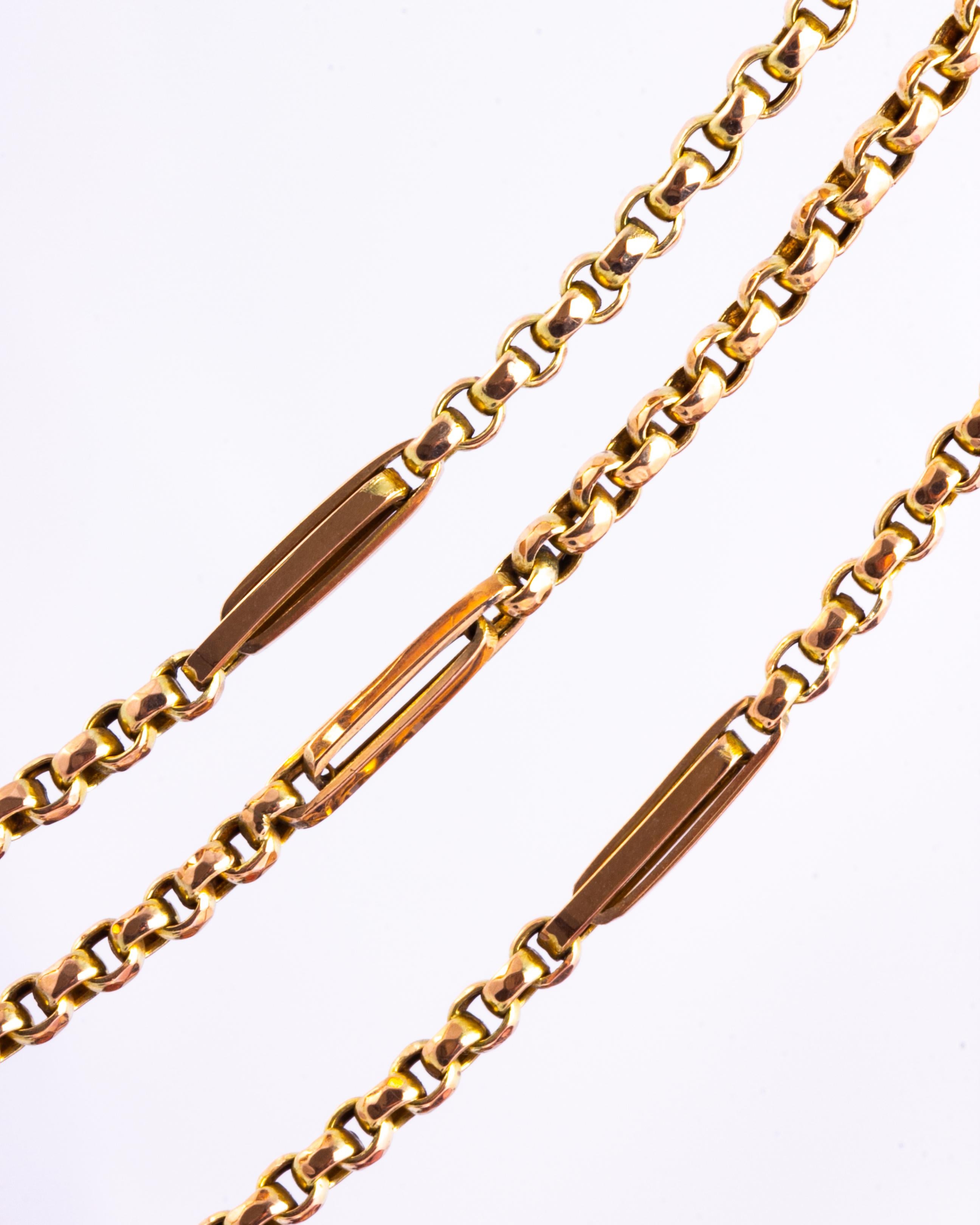 Edwardian Triple Chain 9 Carat Gold Necklace In Good Condition In Chipping Campden, GB
