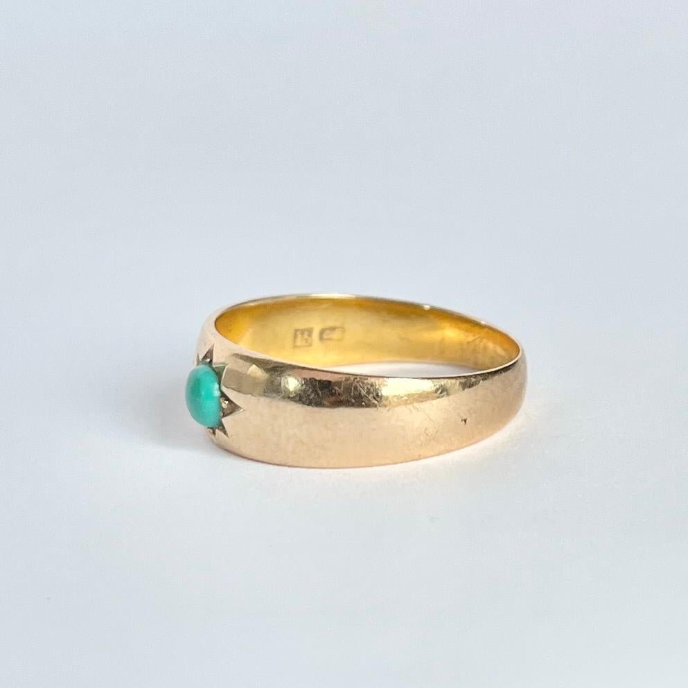 Edwardian Turquoise and 15 Carat Gold Band In Good Condition For Sale In Chipping Campden, GB