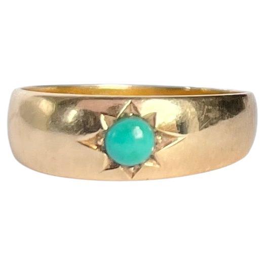 Edwardian Turquoise and 15 Carat Gold Band For Sale