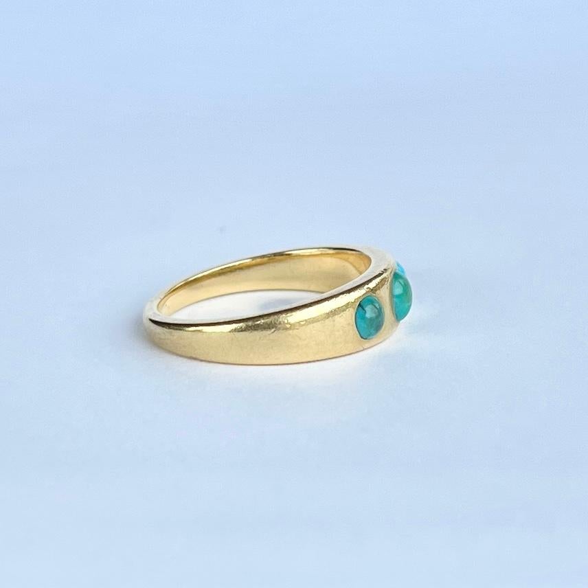 Women's or Men's Edwardian Turquoise and 18 Carat Gold Band For Sale