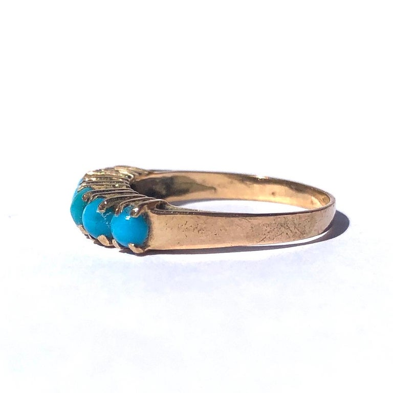 Edwardian Turquoise and 18 Carat Gold Six-Stone Ring at 1stDibs