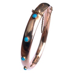 Edwardian Turquoise and 9 Carat Gold Bangle
