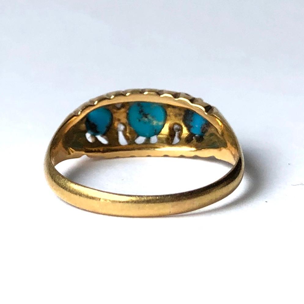 three stone turquoise ring