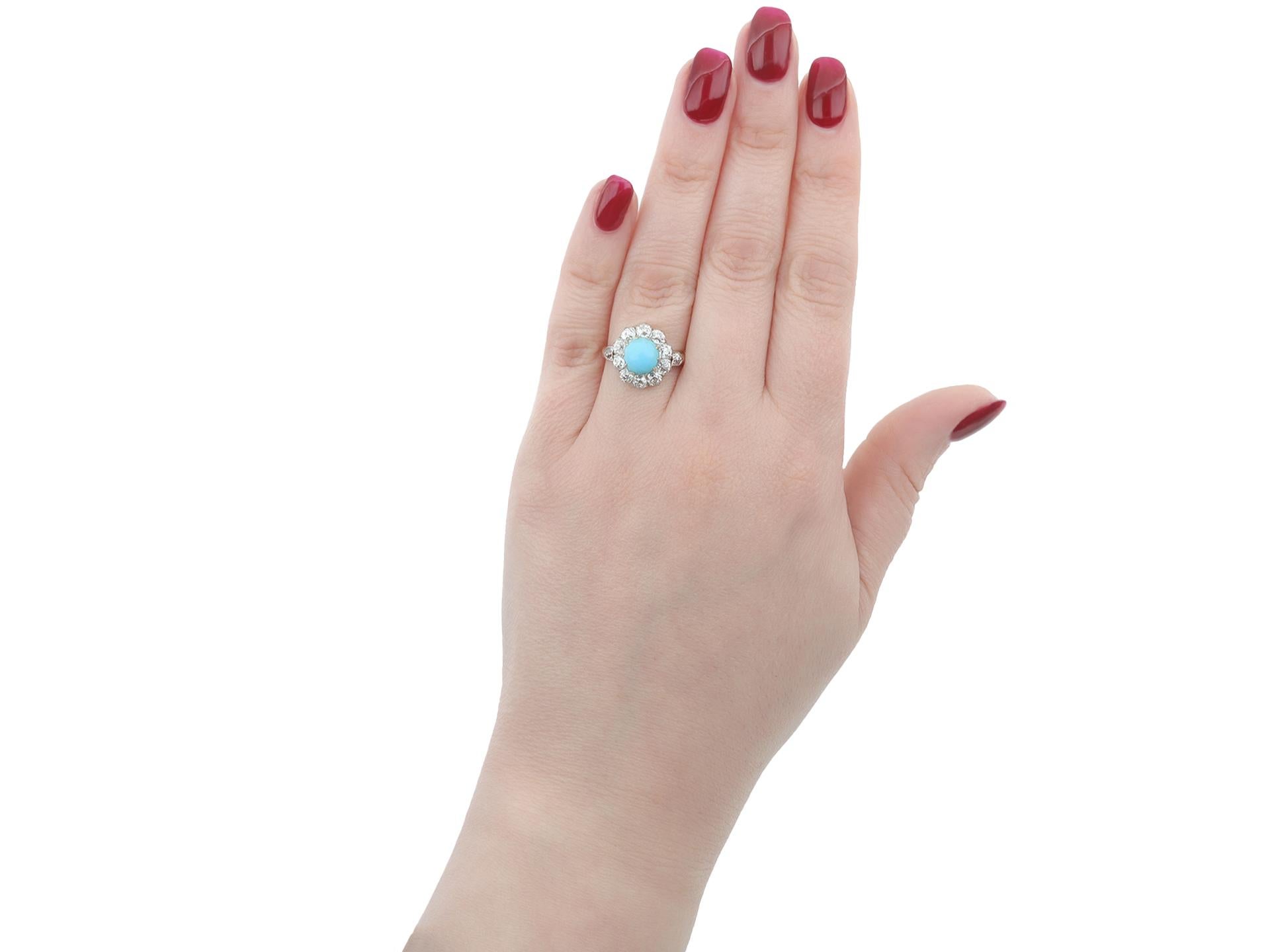 Anello a grappolo con coronet di turchese e diamanti di epoca edoardiana, circa 1905. In condizioni buone in vendita a London, GB