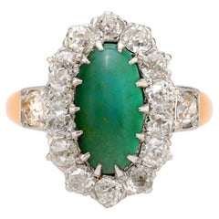 Edwardian turquoise diamond 14k rose gold cluster ring