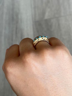 Edwardian Turquoise Five-Stone 9 Carat Gold Ring
