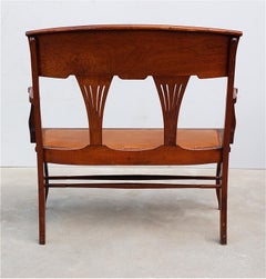 Edwardian Two-Seat Bench with Fan Shaped Backrest