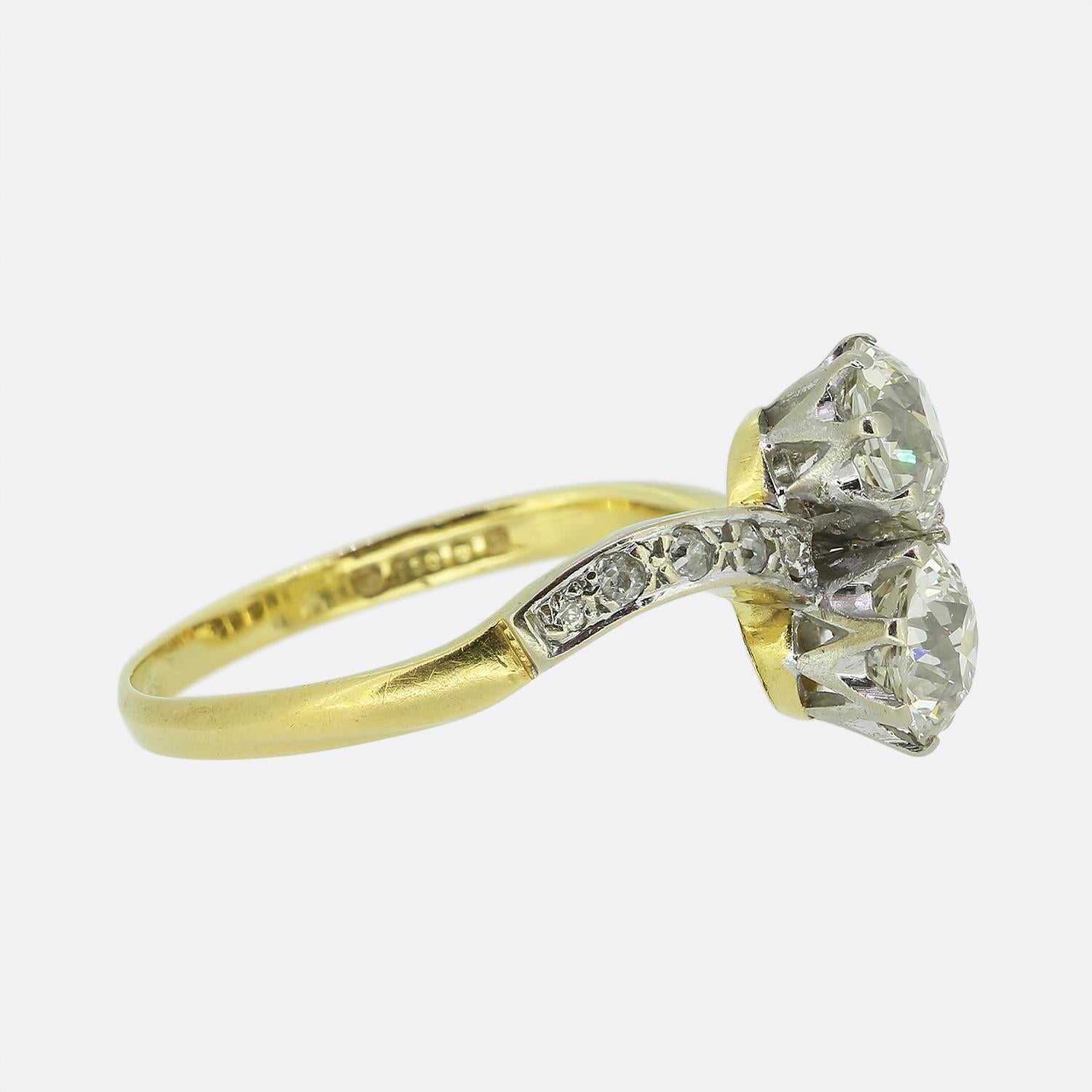 Old European Cut Edwardian Two-Stone Diamond Ring