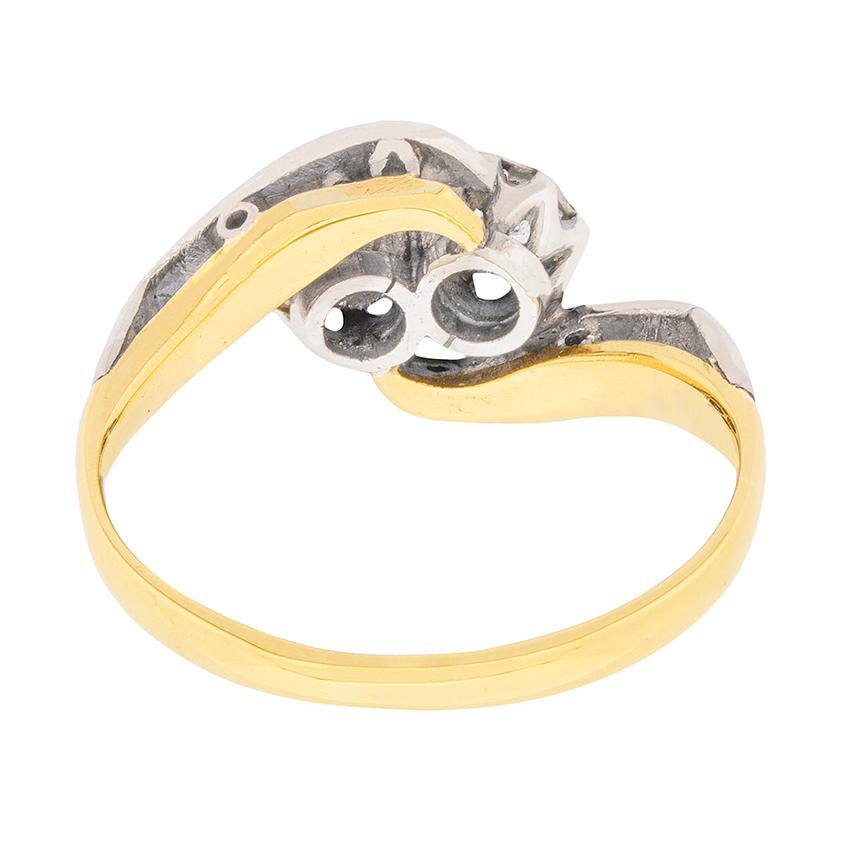 Women's or Men's Edwardian Two-Stone Twist Engagement Ring, circa 1910