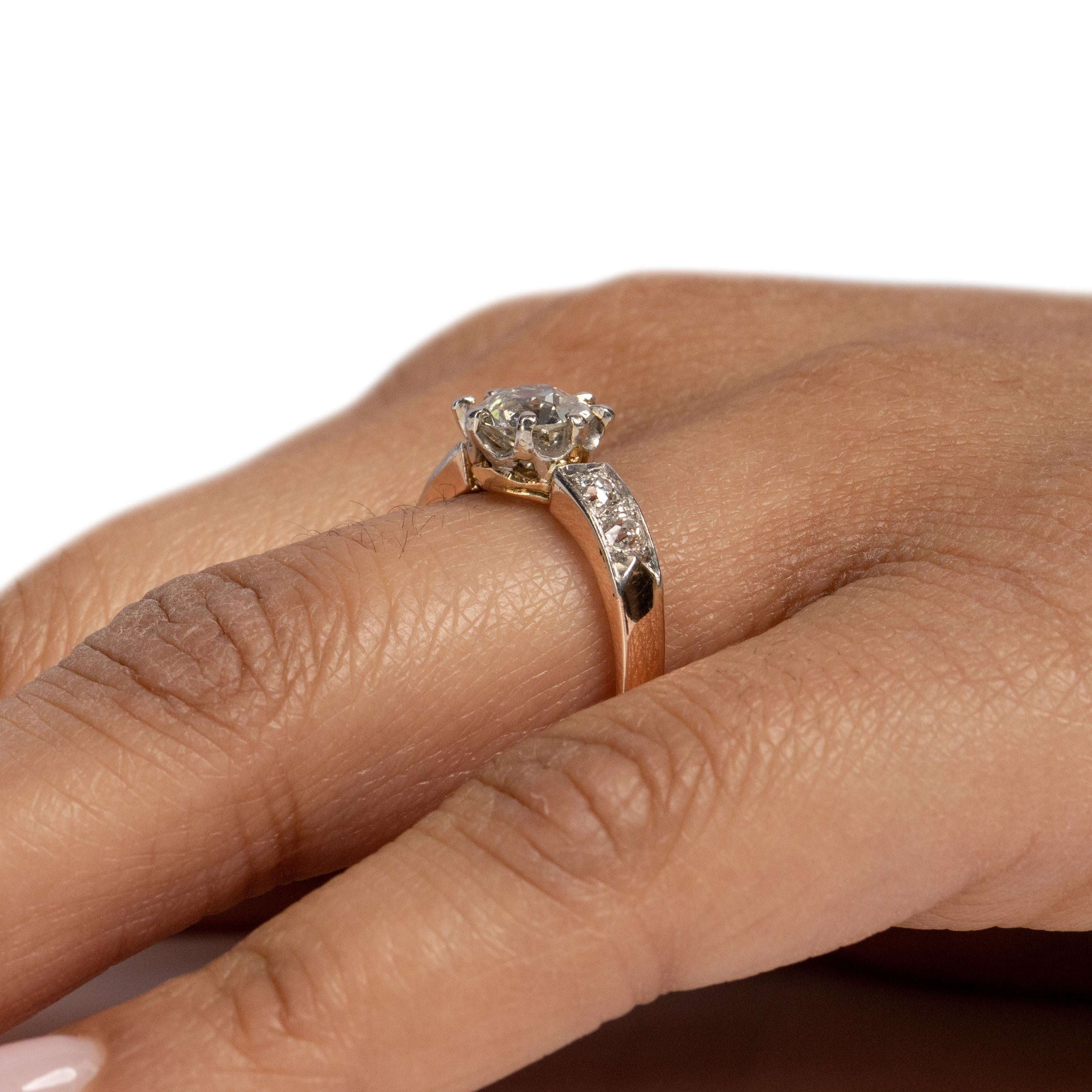 Edwardian Two-Tone Rose/White Gold 1.25 Carat Solitaire Diamond Engagement Ring 1