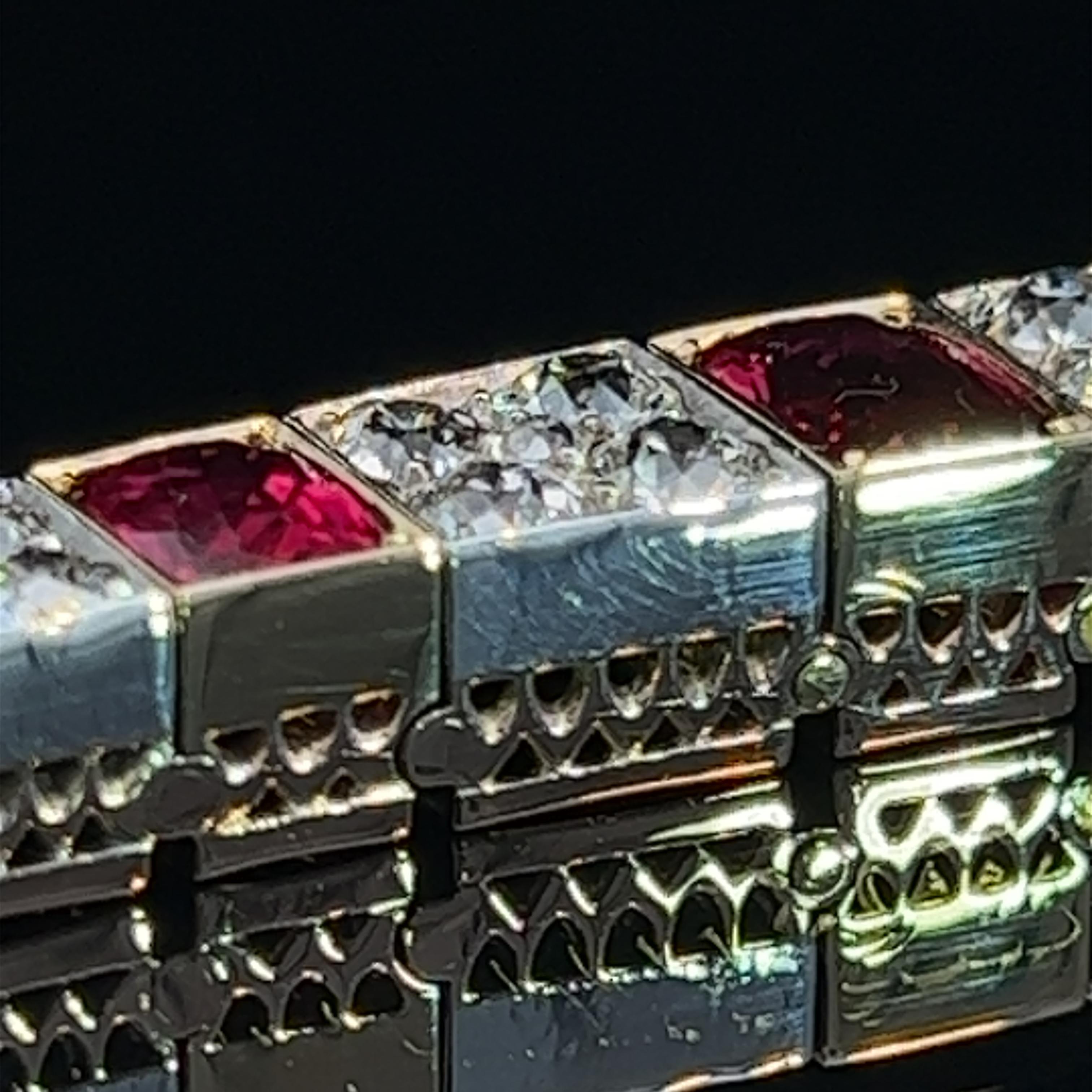 Armband aus edwardianischem zweifarbigem Rubin und Diamanten, um 1910 im Angebot 4