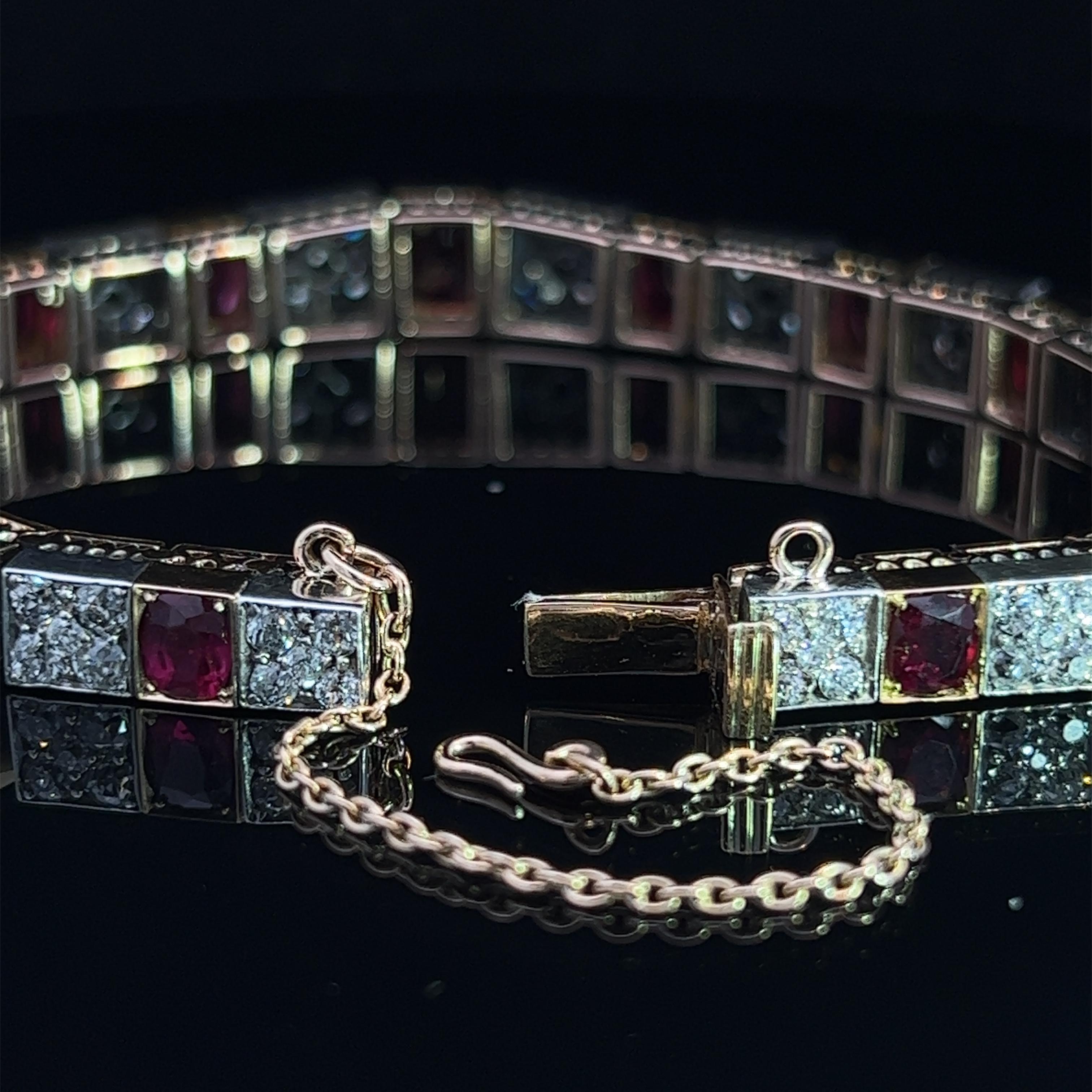 Edwardian Two Tone Ruby & Diamond Bracelet Circa 1910 For Sale 6