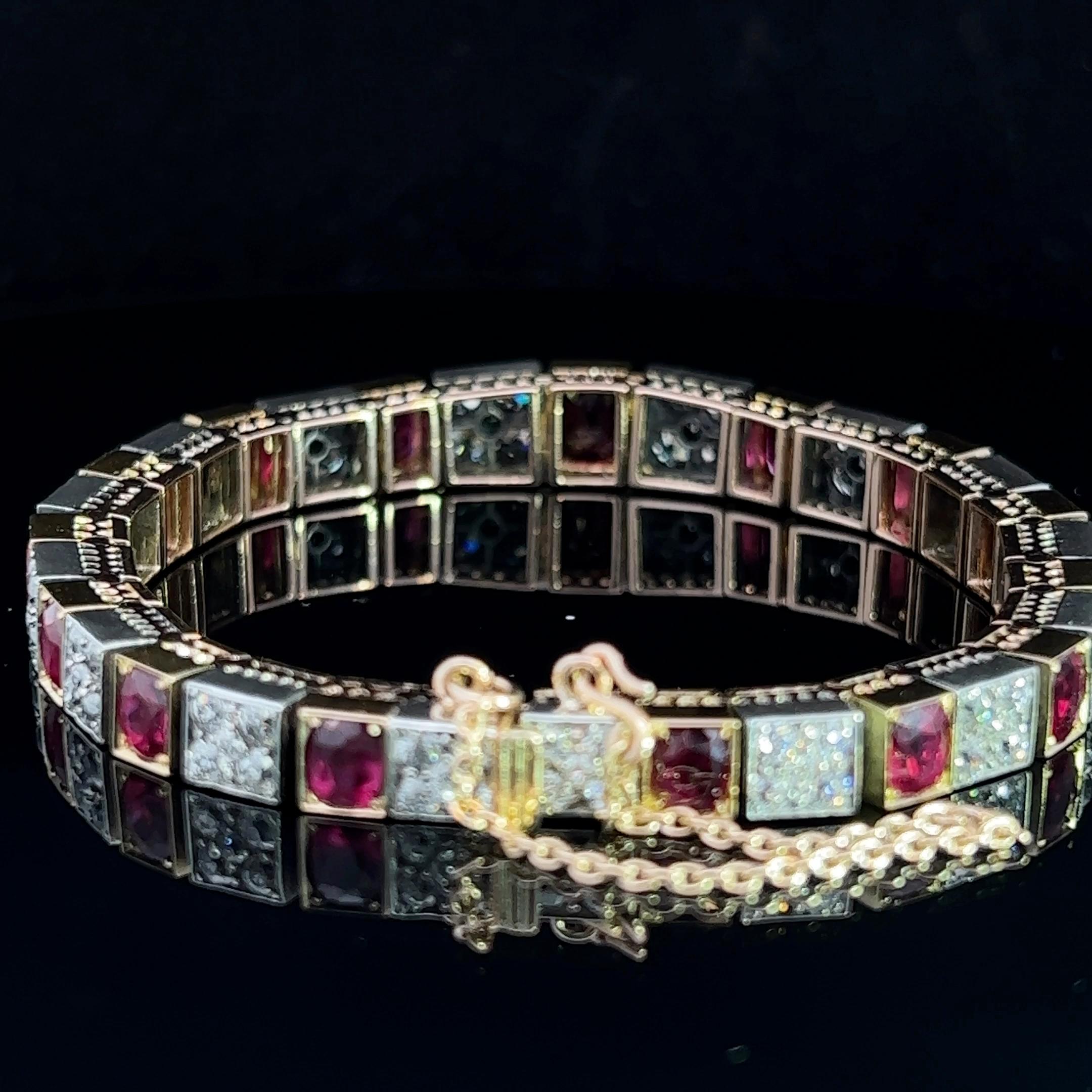 Armband aus edwardianischem zweifarbigem Rubin und Diamanten, um 1910 im Angebot 6