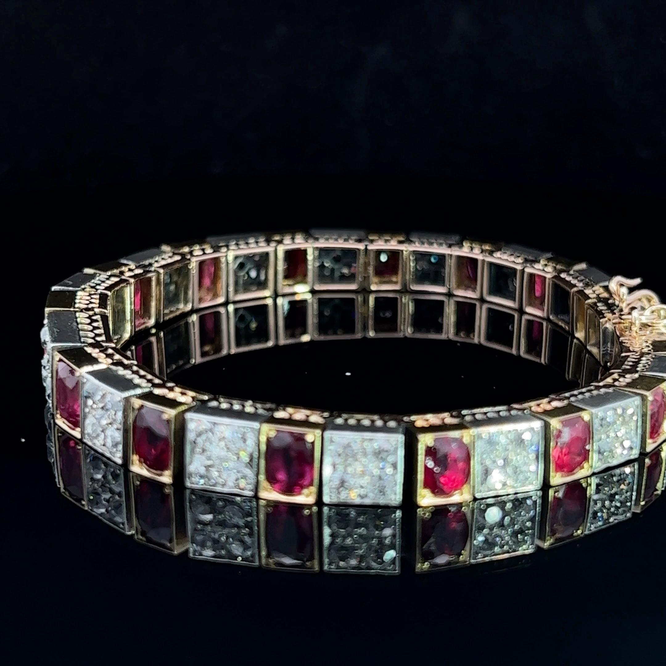 Armband aus edwardianischem zweifarbigem Rubin und Diamanten, um 1910 im Angebot 7