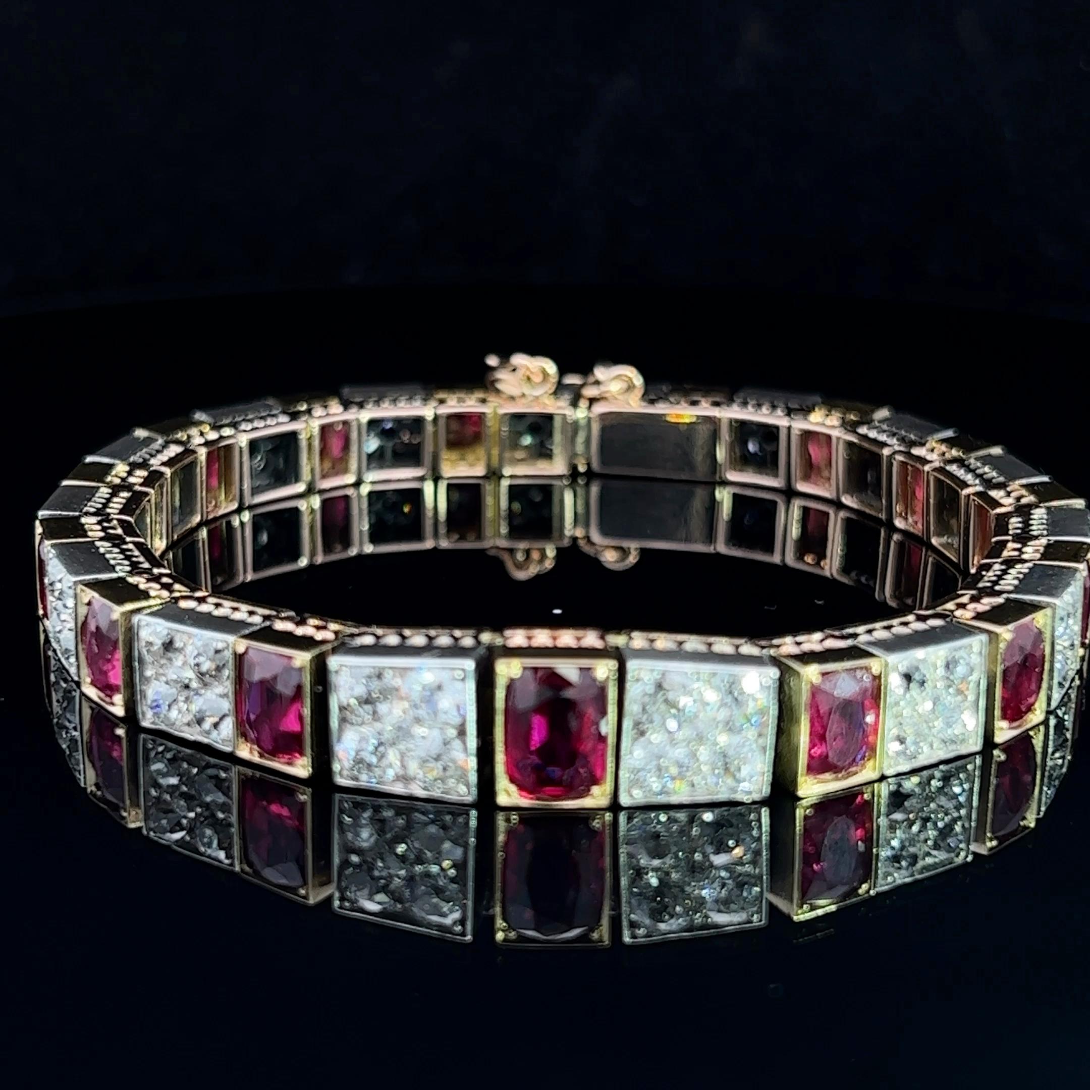 Armband aus edwardianischem zweifarbigem Rubin und Diamanten, um 1910 im Angebot 8