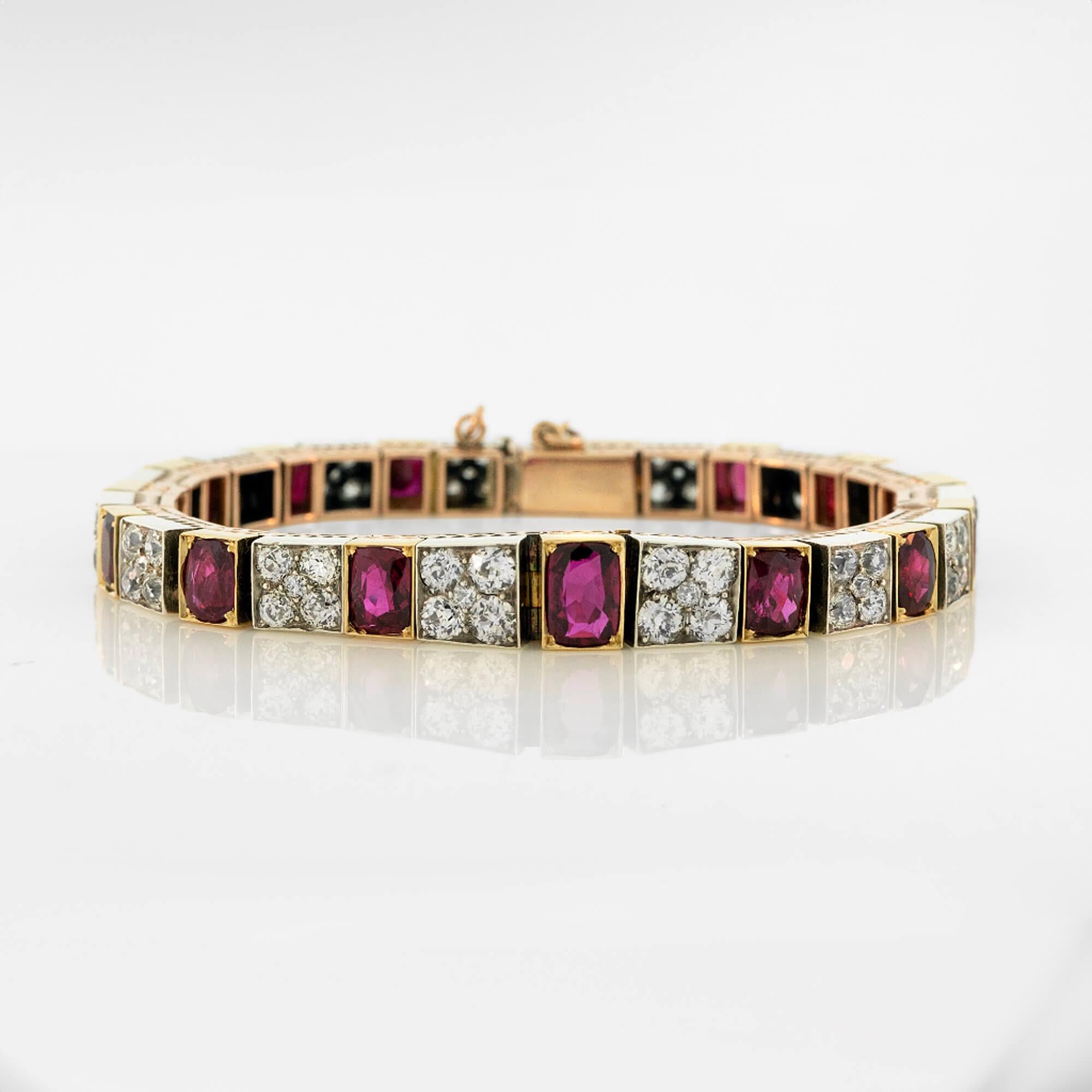 Armband aus edwardianischem zweifarbigem Rubin und Diamanten, um 1910 im Angebot 9
