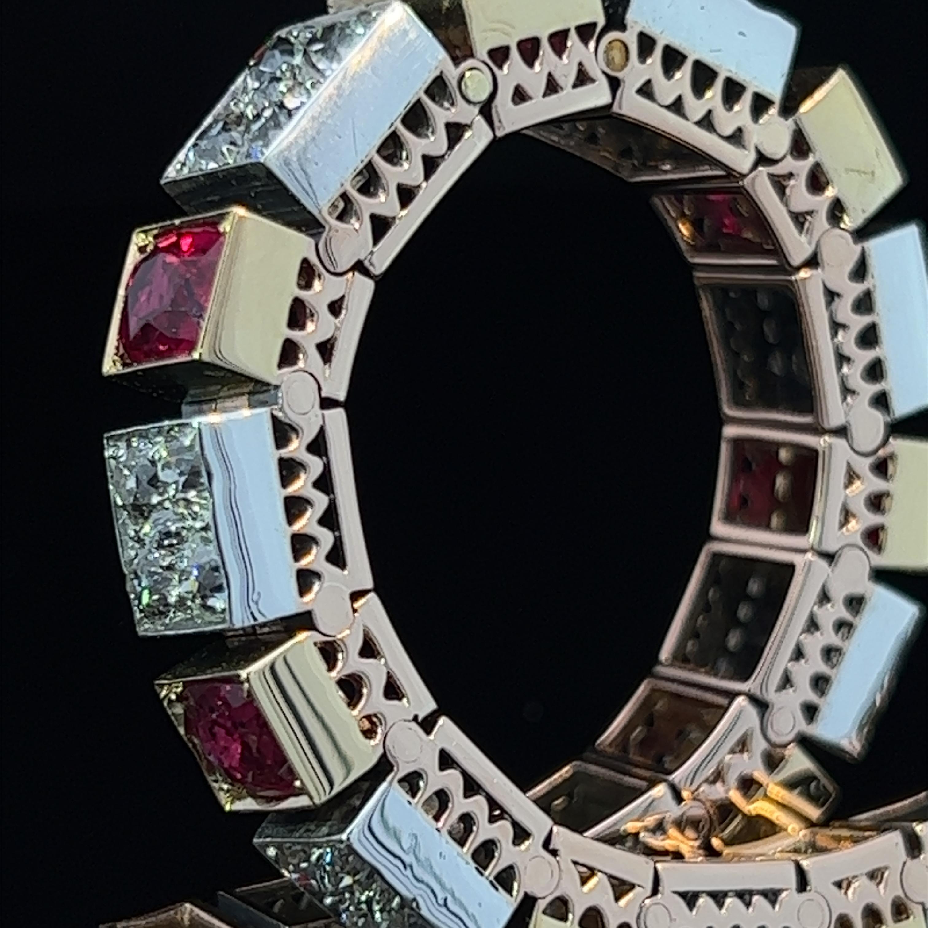 Armband aus edwardianischem zweifarbigem Rubin und Diamanten, um 1910 für Damen oder Herren im Angebot